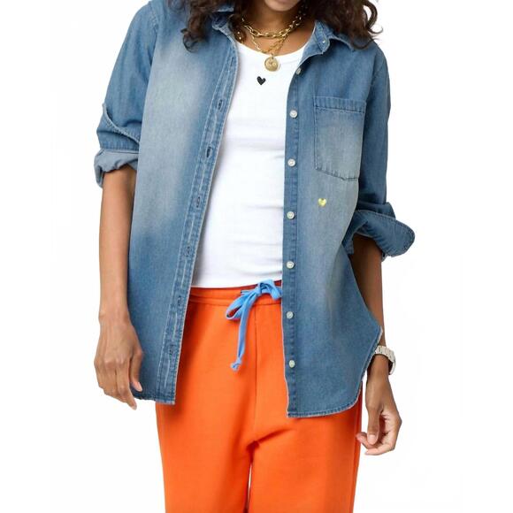 NEW KERRI ROSENTHAL denim lightweight shirt in blue